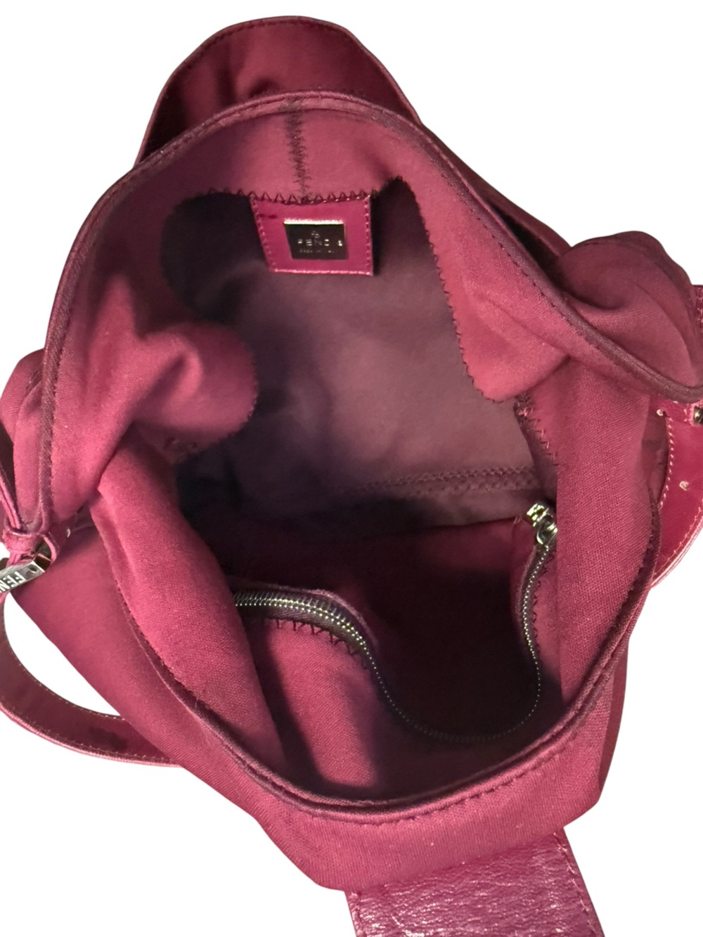 Vintage Fendi FF Neoprene Mamma Baguette Fuchsia Pink Leather Trim Shoulder Bag - Picture 8 of 12